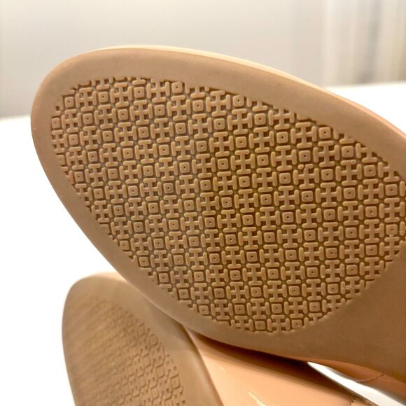Tory Burch Royal Tan Nude Claire Ballet Tumbled Patent Leather Flats US Size 6.5 - Picture 8 of 8